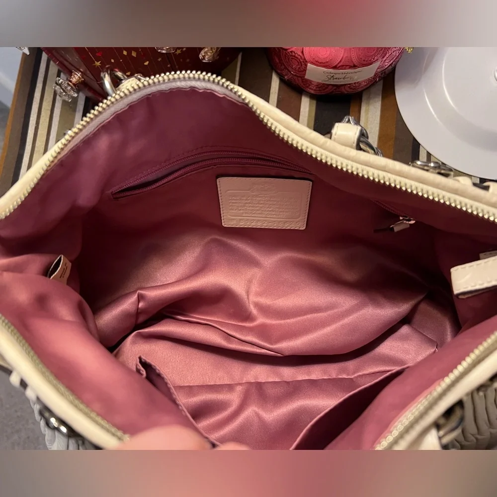 Coach 2012 Ivory Pleated Gathered Leather Sophia Madison Satchel #B1282-18620
